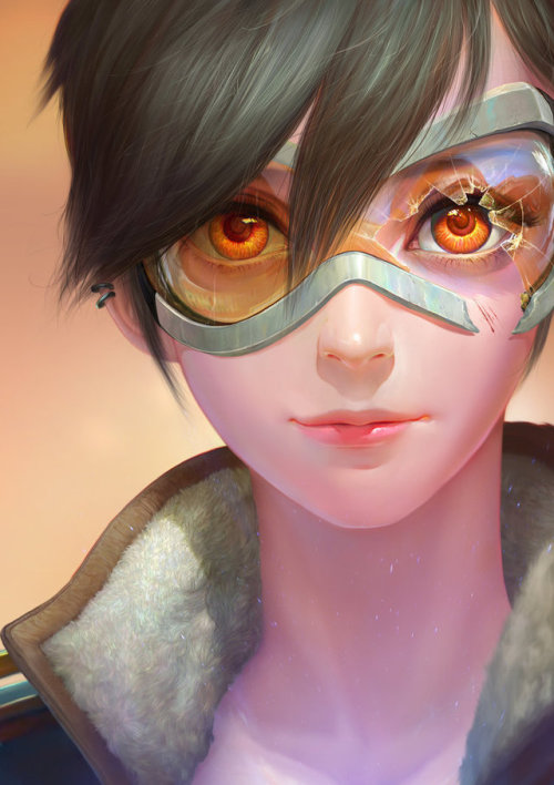 inspirationofelves:OVERWATCH-tracer portrait by ANG-angg