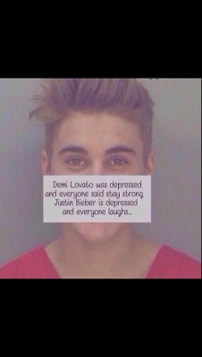 theevolutionofnerdy:  First of all, when did Justin Bieber say he was depressed? Honestly? Second of all, Demi got treatment for her depression. Being arrested does not count as treatment. Third and final point: JUSTIN BIEBER FUCKING DROVE DRUNK AND HAS