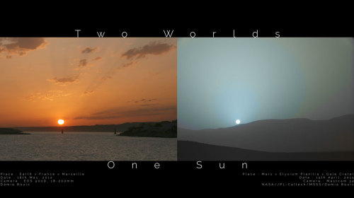 Porn photo stefany:  Two Worlds One Sun  via NASA