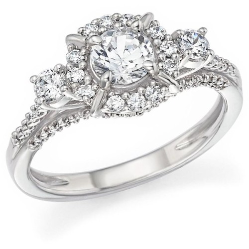 Certified Diamond 3-Stone Engagement Ring in 14K White Gold, 1.0 ct. t.w. ❤ liked on Polyvore (see m
