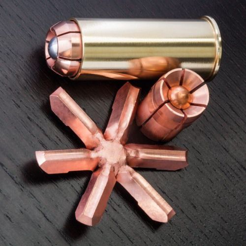 weaponslover:    For when you need to punch somebody dead from 30 feet.    12 Gauge   brass cased hollow point   Shotgun Shell by Oath Ammo. It can expand 2.5", literally the size of a fist.  