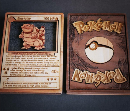 retrogamingblog: Wood-carved Pokemon Cards made by Pigminted