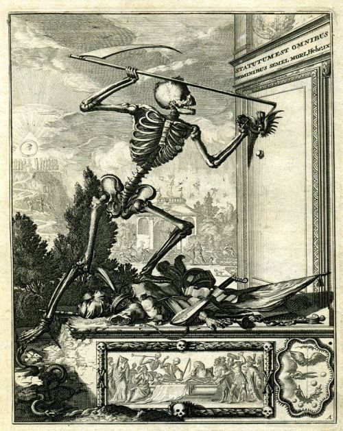 Statutum est omnibus hominibus semel mori 1674 ~ by Romeyn de Hooghe&hellip;