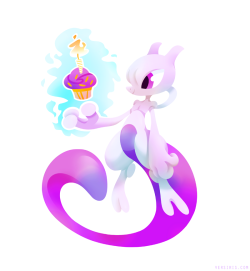 versiris:  Happy belated birthday to my favorite pokemon: Mewtwo &lt;3 