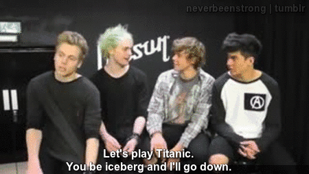 neverbeenstrong:  Michael’s pick up line. Ashton’s face. Luke’s reaction. I’m