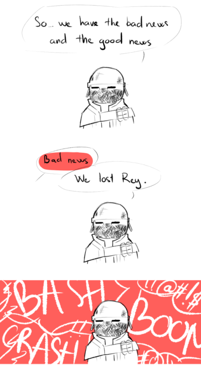 “Kylo picking up a porg and dressing it up as Rey because he’s lonely without her”