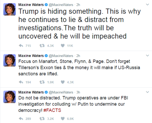 profeminist:  Representative Maxine Waters is on Trump’s trail, and she’s on fire.   Maxine Waters: ‘I Cannot Be Intimidated’ By Billy O'Reilly Or Anybody  “'I’m a strong black woman and I cannot be intimidated,’ says Rep. Waters in response