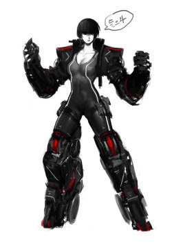 rhubarbes:  ArtStation - power suit, by Shinku Kim.More robots here.