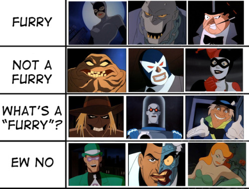 jonathan-cranes-mistress-of-fear: The Gotham Rogues + Furry Chart