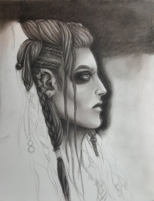 Yasha from Critical RoleCharcoal drawing w.i.p.(more are on my instagram)