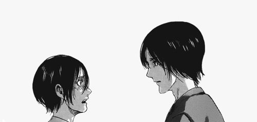 toukatan:— mikasa, why do you concern yourself so much with me? is it because you were saved by me a