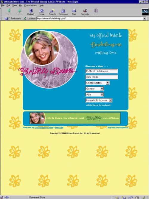 90s-2000sgirl:Britney Spears official Website from 1999 and 2000’s