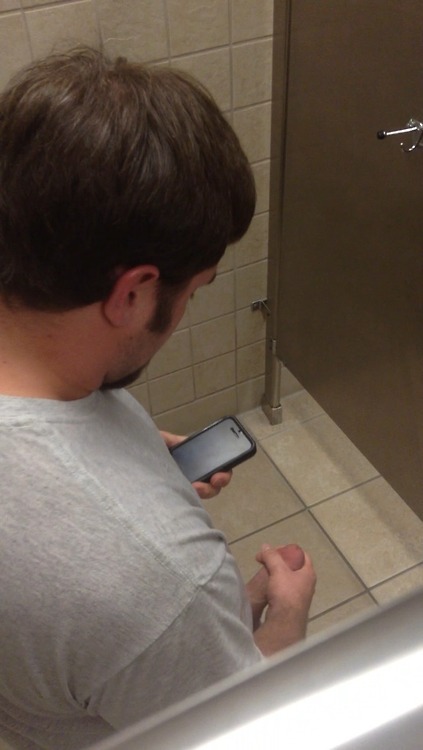 noskinnyguysallowed:  There’s a guy jerking it in the stall next to me… 