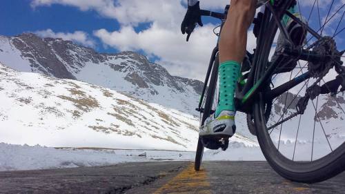 hbstache: Great (as always) by @jodygrigg taking our Bling Bling Celeste socks up Mt. Evans today. h