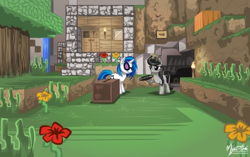 epicbroniestime:  DJ Pon-3 and Octavia in Minecraft by *mysticalpha