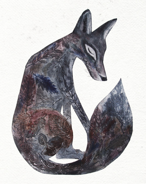 Fox Collagraph by Gordy Wright