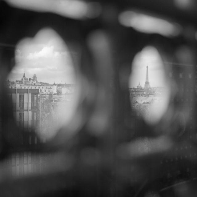 Blackandwhite, Eiffel Tower, Focus On Foreground, Indoors , Institut Du Monde Arabe, Selective Focus by Francois itier on EyeEm