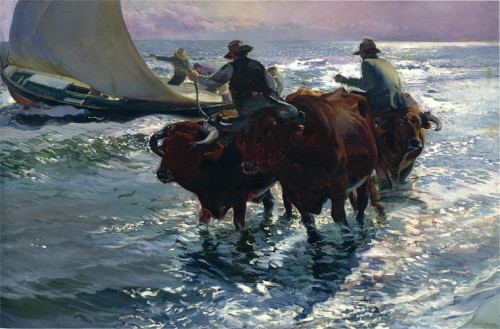 joaquin-sorolla:  Bulls in the Sea, 1903, Joaquín Sorolla Medium: oil,canvashttps://www.wikiart.org/en/joaqu-n-sorolla/bulls-in-the-sea-1903