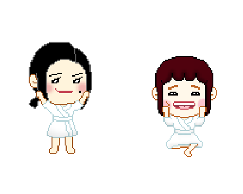 2 young girls japan trip pixel art gifs free to use yo