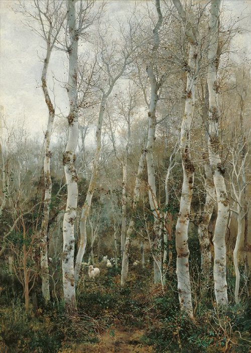 dreamsinthyme: Emilio Sánchez-Perrier (Spanish, 1855-1907). “Winter in Andalusia” (Poplars and Sheep