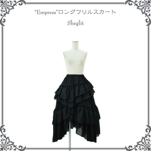 #newarrival "Empress"ロングフリルスカート Color:#Black Price:¥19,800(¥18,000+tax) . イレギュラーにレイヤードされたデ