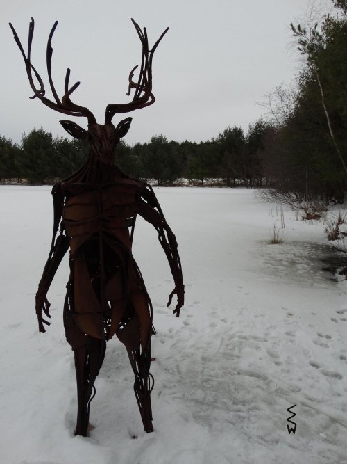 steampunktendencies:A deer centaur sculpture at Stevens Point Sculpture Park in Wisconsin