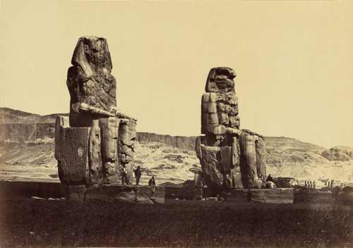 historyfilia:Upper Egypt - Colossi of Memnon (Thebes),  by Antonio Beato British, 1880 - 1889, Album