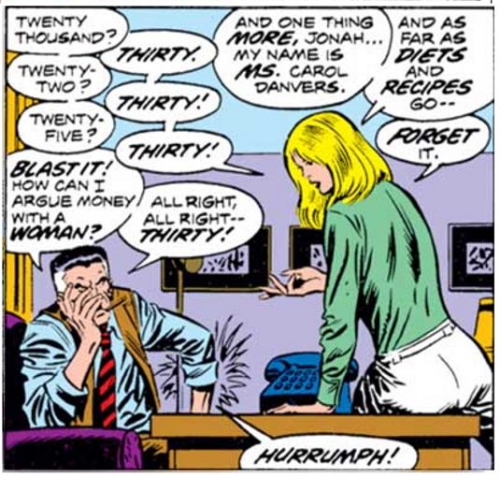 Carol Danvers (Ms. Marvel / Captain Marvel) knows how to deal with J. Jonah Jameson.Source