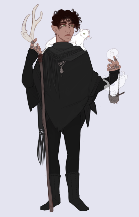 A fullbody for my witch Keirnan for another game I&rsquo;m in, finally detailed out his outfit