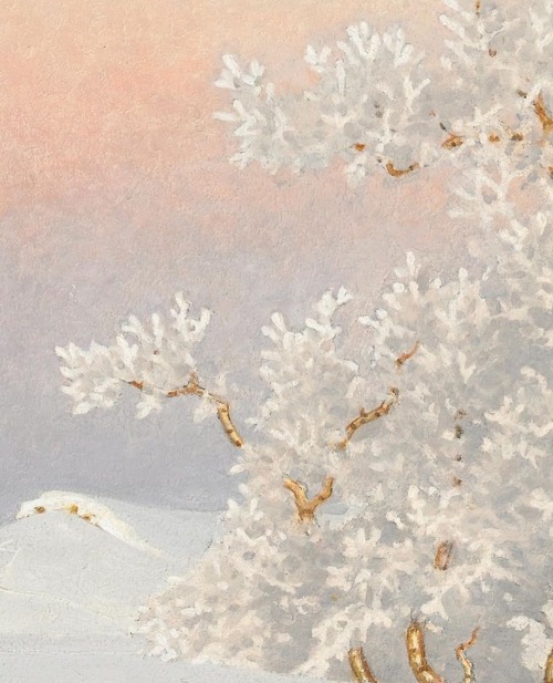 mozartsrequiem:Gustaf Fjaestad (Swedish, 1868–1948) Rimfrost (Storlien) detail, oil on panel