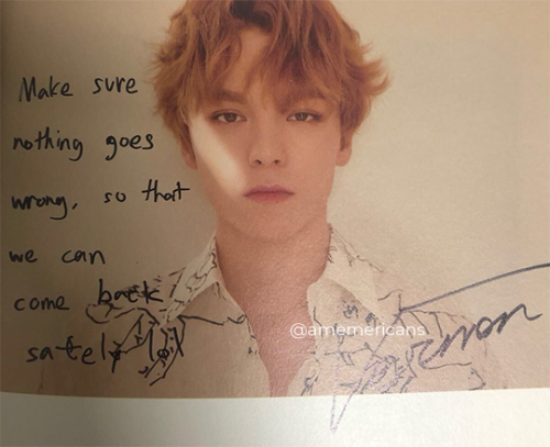 amemericans: 180804 Fansign ☆ﾟ.*･｡ﾟ°˖  Q: Hi Vernon! If you could build a rocket and g