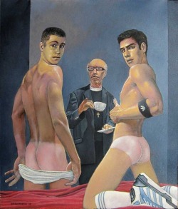 adonisartinternational:  Phillip Swarbrick - Interruption in the Communion ClassSold at Adonis Art.  See similar pictures for sale atadonisartinternational.com#adonisart   male art   gay art