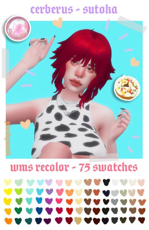 ♡  cerberus’ sutoka hair (wms) ♡base game compatiblecomes in the wms unnatural, natural, and neutral
