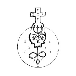 qedavathegrey:  Sigil for the Cemetery Ideally drawn (or painted on a cloth which might then be left) at the gates of the cemetery, upon which offerings – coins, alcohol, beads, candles, etc. –    might be left for the spirits who watch over the