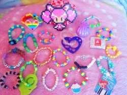 All the kandi I got at EDC. I barely made anything so I didn&rsquo;t get much, but still tons of qt kandi. ♥