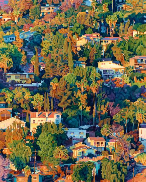 itscolossal:  Evening Sunlight Blankets the Dense Los Angeles Hills in an Ethereal Glow in Seth Armstrong’s Paintings