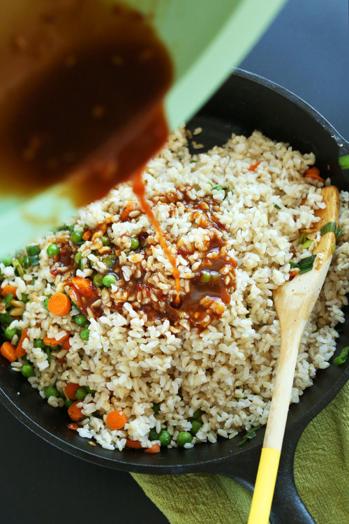 justfoodsingeneral:  Vegan Fried Rice“Easy, 10-ingredient vegan fried rice that’s loaded with vegetables, crispy baked tofu, and tons of flavor! A healthy, satisfying plant-based side dish or entrée.”