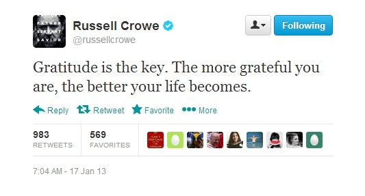 heckyeahrussellcrowe:  My favorite Russell Crowe tweets of 2013 