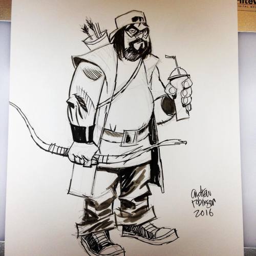 Sketch duel. Silent Bob green arrow. #silentbob #greenarrow #andrewrobinson #dallasfanexpo (at Dalla