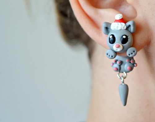 Cat ear gauge,cute Christmas ear tunnels,Personalized gifts Gauge Earrings for teens,16g,12g,10g,8g,