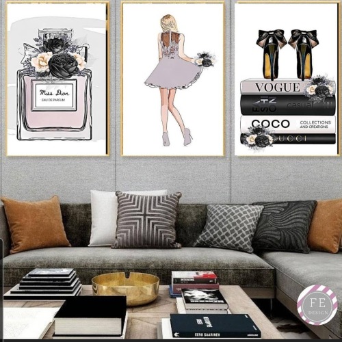 FASHION WALL ART, SET OF 3 PRINTS My etsy store link is in the bio :) FashionistaeraDesign.etsy.com 