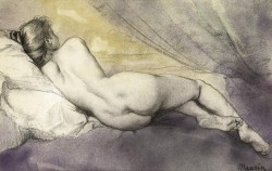 colin-vian:    A Reclining Female Nude - Charles Maurin (1856-1914)