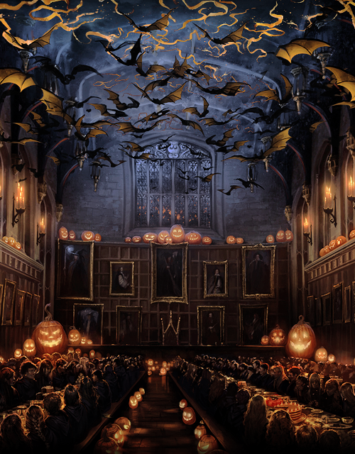  A thousand live bats fluttered from the walls and ceiling while a thousand more swooped over the tables in low black clouds, making the candles in the pumpkins stutter. 