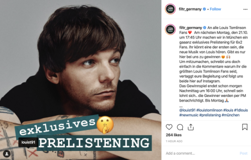 A listening party for Louis’ next single will be held in Munich, Germany next Monday at 5:45PM local