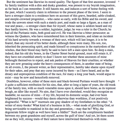 In the autobiographically-inspired parts of his introduction to The Scarlet Letter, Nathaniel H