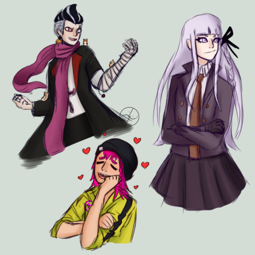 I’ve been working on portfolios so I sketched some Danganronpa characters as a little distresser-ple