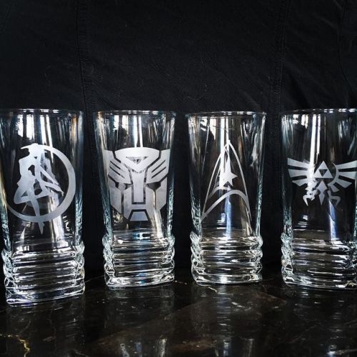Round one of glass etching complete! 7 out of 8 successful - time for round 2. #glasses #sailormoon 