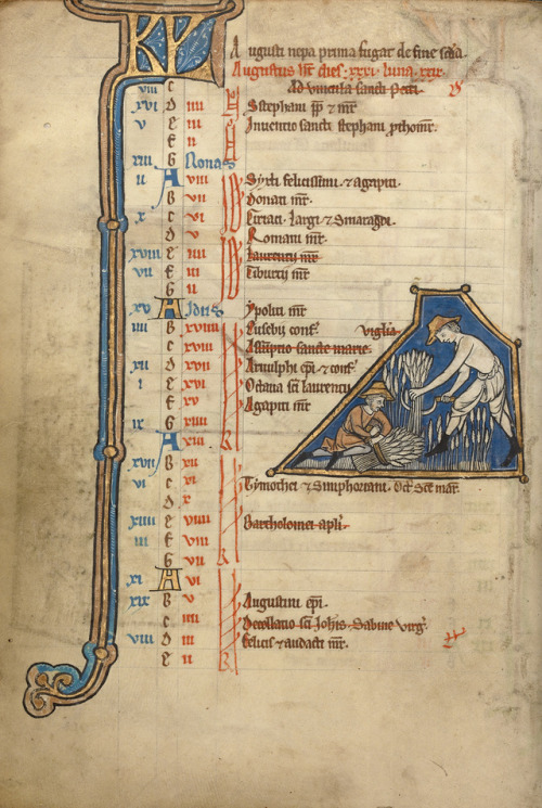 heaveninawildflower: August calendar pages from The Getty. 1) Threshing; Virgo ( Strasbourg, France,