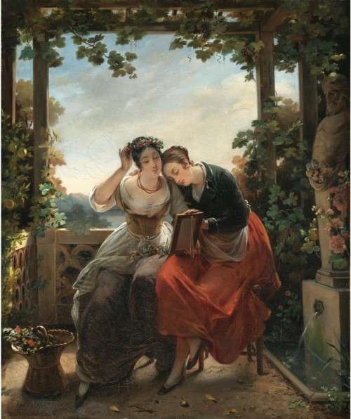 Attributed to Hortense Haudebourt Lescot (1784–1845) Two young ladies admiring themselves in a