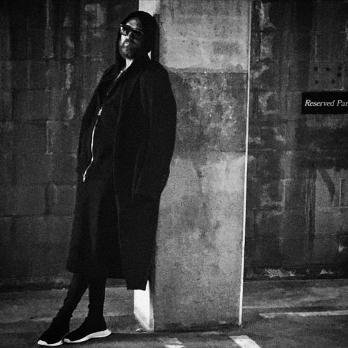 concrete orchid (cats) bw photo by @nikolausgrahn #rickowens #orchidcoat #helmutlang #scubahoodie #t